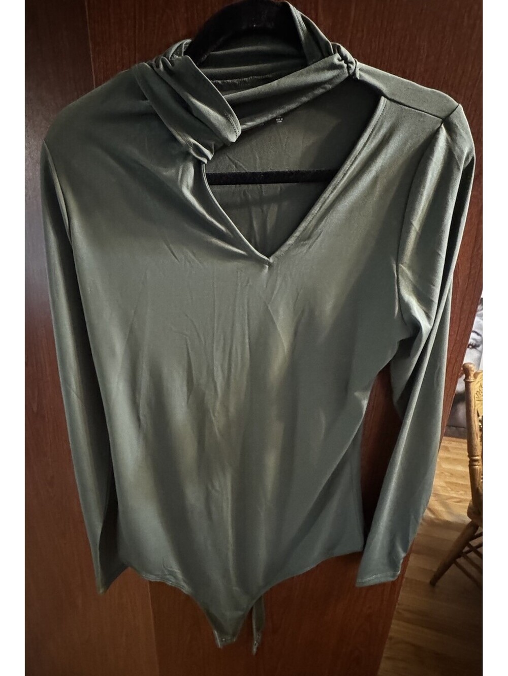 Abercrombie & Fitch Womens XL Olive Green Cutout Long Sleeve Bodysuit Soft A&F